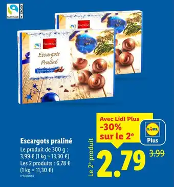Lidl FAVORINA Escargots praliné offre