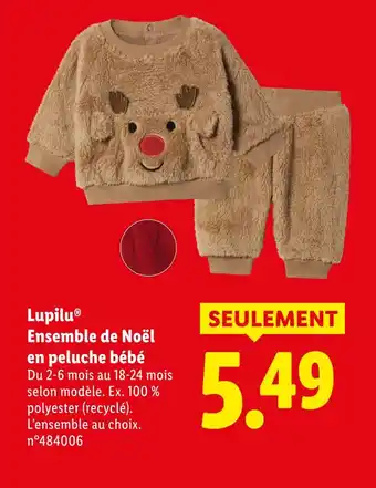 Lidl LUPILU Ensemble de Noël en peluche bébé offre
