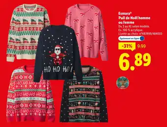 Lidl Esmara Pull de Noël homme ou femme offre