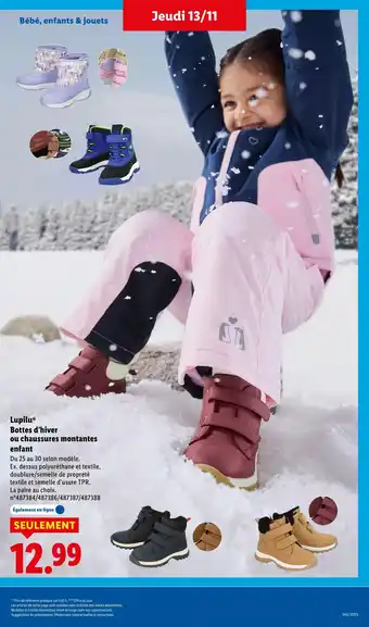 Lidl LUPILU Bottes d’hiver offre
