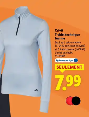 Lidl CRIVIT T-shirt technique femme offre