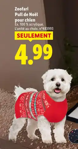 Lidl ZOOFARI Pull de Noël pour chien offre