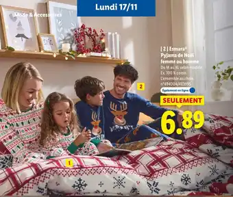 Lidl ESMARA Pyjama de noël femme ou homme offre
