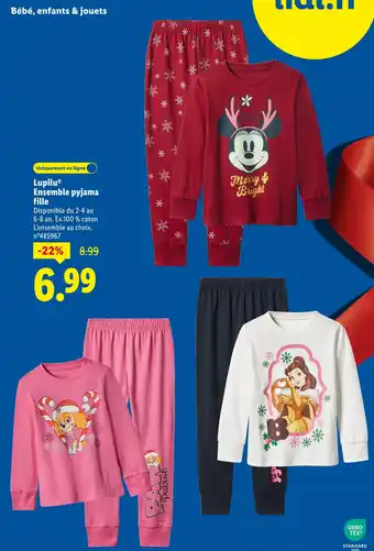 Lidl LUPILU Ensemble pyjama fille offre