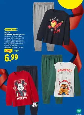 Lidl LUPILU Ensemble pyjama garçon offre