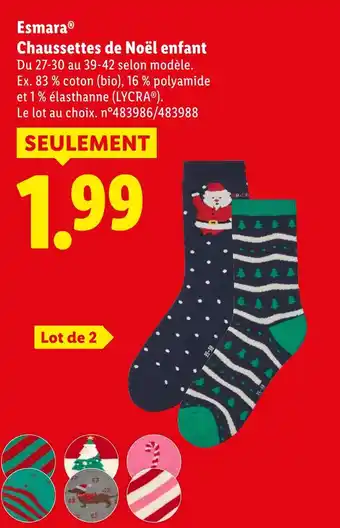 Lidl ESMARA Chaussettes de Noël enfant offre