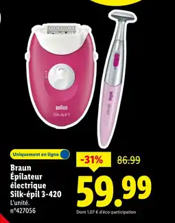 Lidl BRAUN Épilateur électrique Silk-épil 3-420 offre