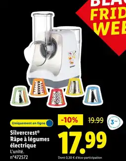 Lidl SILVERCREST Râpe à légumes électrique offre