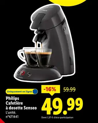 Lidl PHILIPS Cafetière à dosette Senseo offre