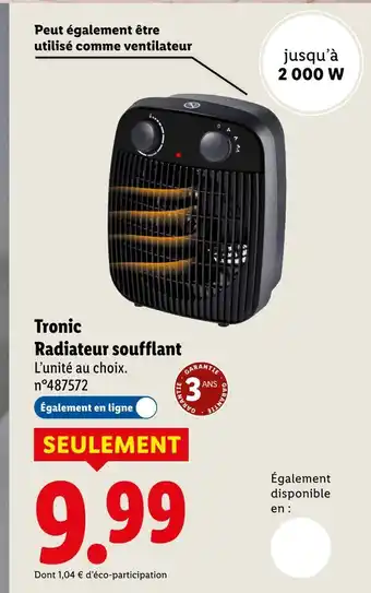 Lidl Tronic Radiateur soufflant offre