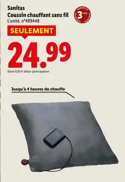 Lidl Sanitas Coussin chauffant sans fil offre