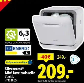 Lidl Silvercrest Mini lave-vaisselle offre