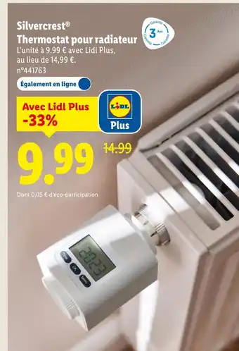 Lidl SILVERCREST Thermostat pour radiateur offre