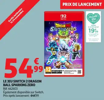 Auchan Le jeu switch 2 dragon ball sparking zero offre