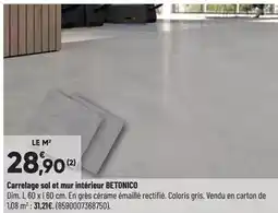 Bricorama Carrelage sol et mur intérieur betonico offre