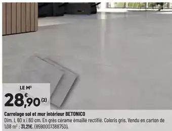 Bricorama Carrelage sol et mur intérieur betonico offre