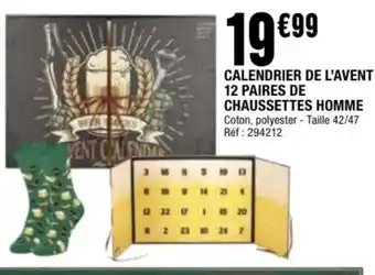 La Foir'Fouille Calendrier de l'avent 12 paires de chaussettes homme offre