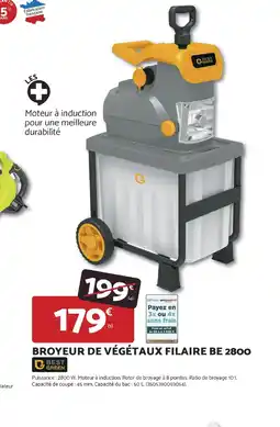 Bricomarché BEST GREEN Broyeur de végétaux filaire be 2800 offre
