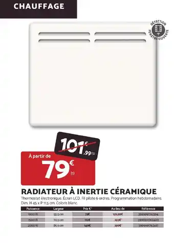 Bricomarché Radiateur à inertie céramique offre