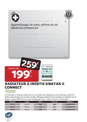 Bricomarché SAUTER Radiateur à inertie sibayak ii connect offre