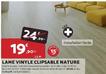 Bricomarché Lame vinyle clipsable nature offre