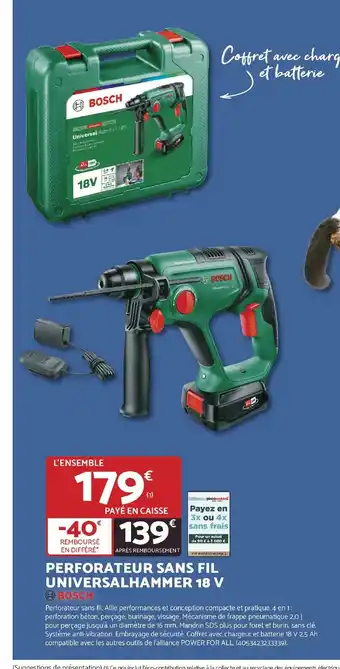 Bricomarché BOSCH Perforateur sans fil universalhammer 18 v offre
