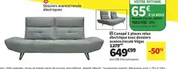 Conforama Canapé 3 places relax électrique avec dossiers avance/recule Végas offre