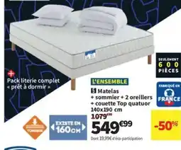 Conforama Matelas + sommier + 2 oreillers + couette Top quatuor offre