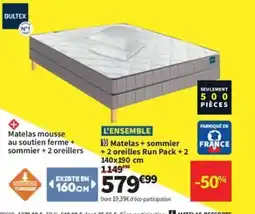 Conforama Matelas + sommier + 2 oreilles Run Pack +2 offre