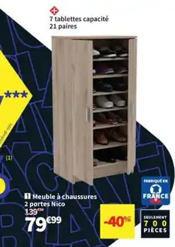 Conforama Meuble à chaussures 2 portes Nico offre