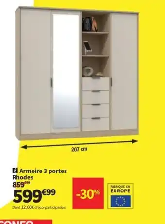 Conforama Armoire 3 portes Rhodes offre