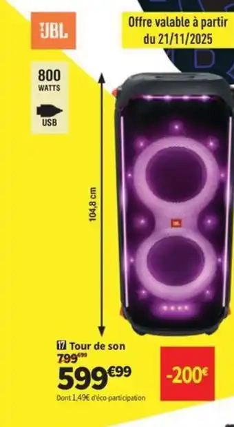 Conforama JBL Tour de son offre