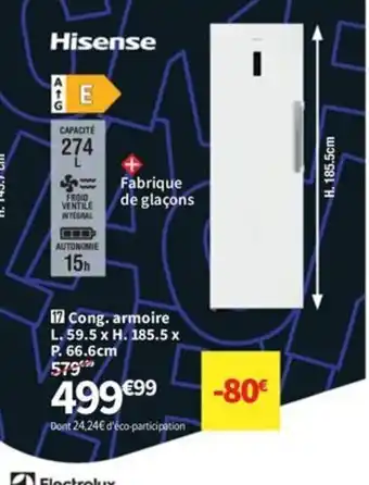 Conforama HISENSE Cong. armoire offre