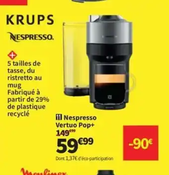 Conforama KRUPS Nesproo Vertuo Pop+ offre