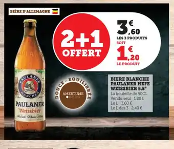Hyper U Biere blanche paulaner hefe weissbier 5.5° offre