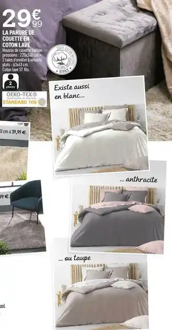 Centrakor La parure de couette en coton lavé offre