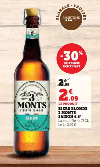 Hyper U 3 MONTS SAISON 6.5° Biere blonde offre