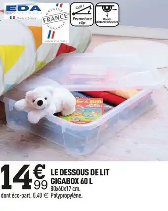 Centrakor Le dessous de lit gigabox 60 l offre