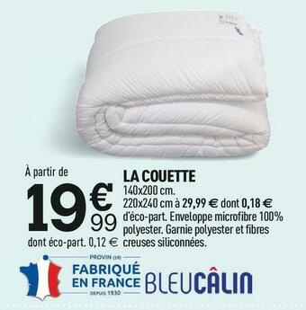 Centrakor Bleu calin la couette offre
