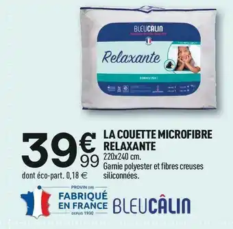 Centrakor La couette microfibre relaxante offre