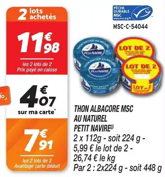Netto Thon albacore msc au naturel petit navire offre