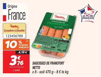 Netto Saucisses de francfort netto offre