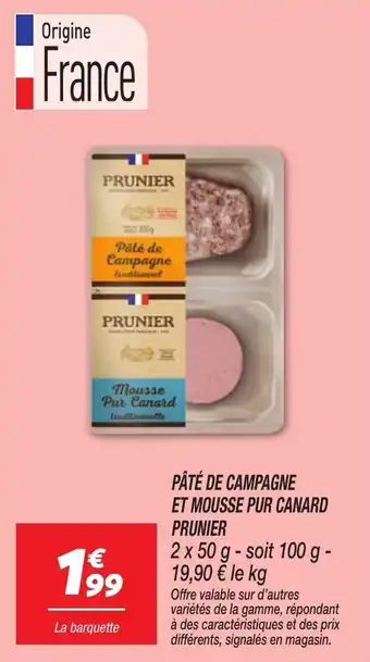 Pâté de campagne et mousse pur canard prunier