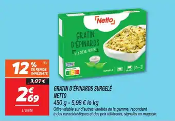 Netto Gratin d'épinards surgelé netto offre