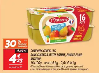 Netto Compotes coupelles sans sucres ajoutés pomme pomme poire materne offre