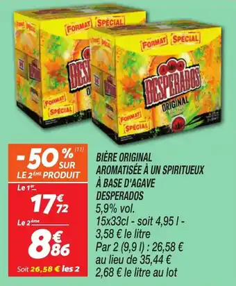 Netto Bière original aromatisée à un spiritueux à base d'agave desperados offre