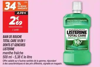 Netto Bain de bouche total care 10 en 1 dents et gencives listerine offre