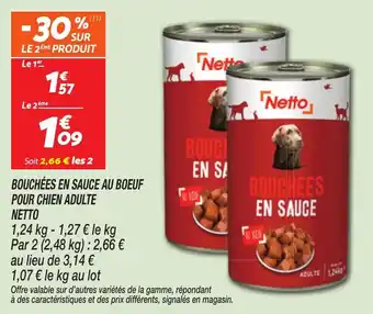 Netto Bouchées en sauce au boeuf pour chien adulte netto offre