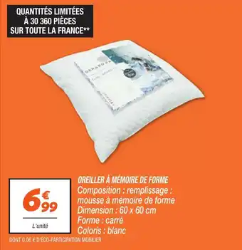 Netto Oreiller à mémoire de forme offre