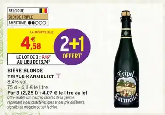 Intermarché BIÈRE BLONDE TRIPLE KARMELIET offre